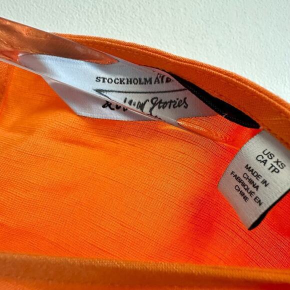 Stockholm Atelier & Other Stories Linen Orange Crop Top and Midi Skirt Set XS/2 - Picture 6 of 12